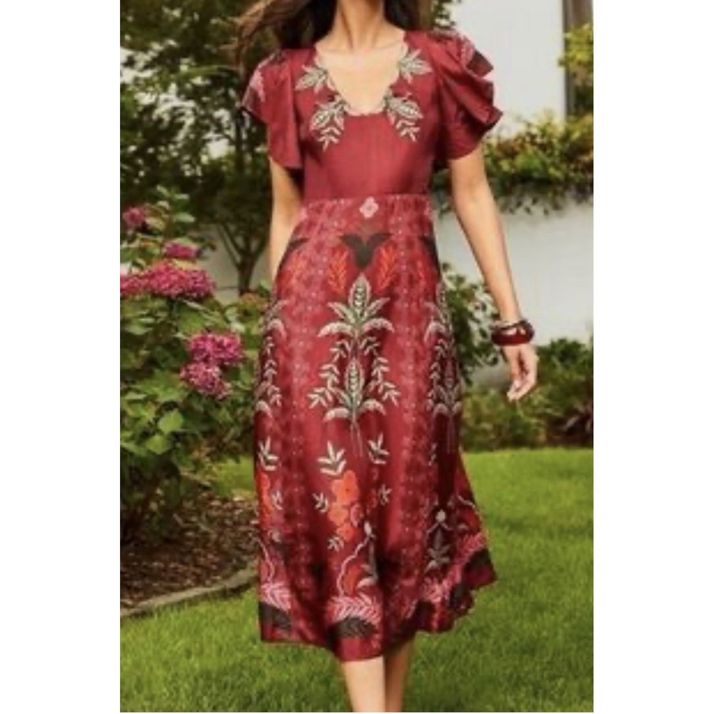 Johnny Was NWT Woman'sโ XS Annamay Midi Dress Caleta with Pockets Floral Print